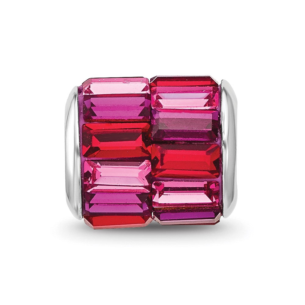 Sterling Silver Reflections RH-plated Pink/Red Preciosa Crystal Bead