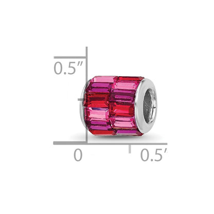 Sterling Silver Reflections RH-plated Pink/Red Preciosa Crystal Bead