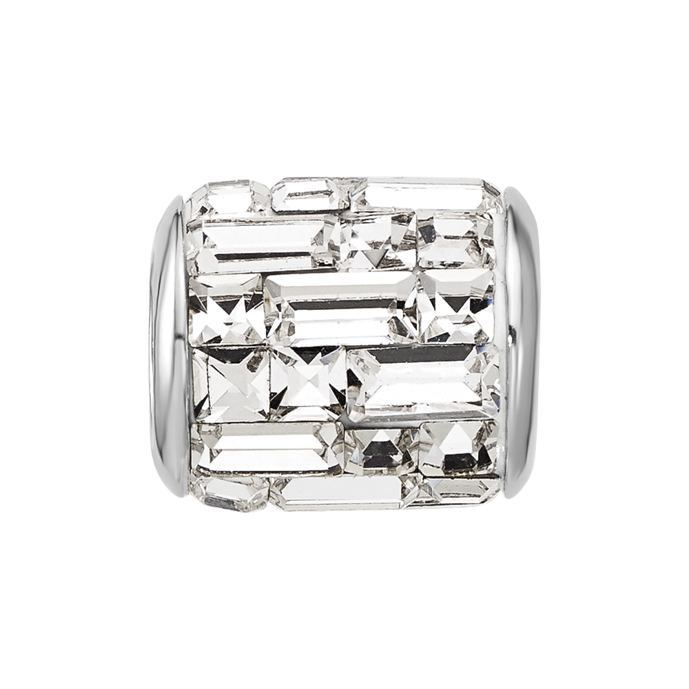 Sterling Silver Reflections Rhodium-plated Clear Preciosa Crystal Bead