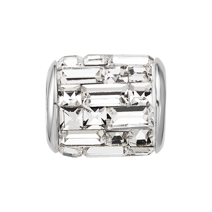 Sterling Silver Reflections Rhodium-plated Clear Preciosa Crystal Bead