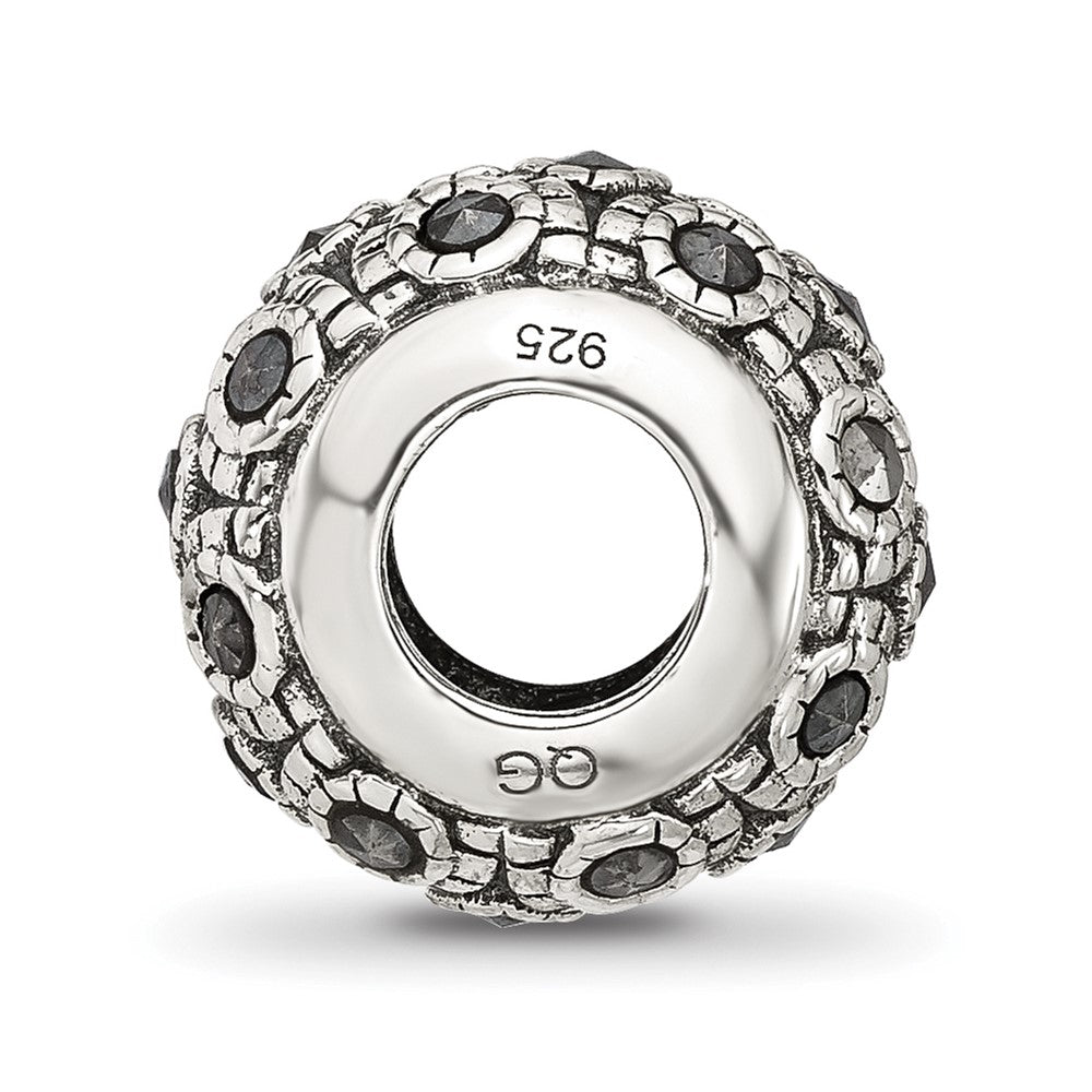 Sterling Silver Reflections Antiqued Marcasite Bead