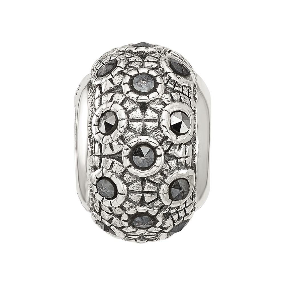 Sterling Silver Reflections Antiqued Marcasite Bead