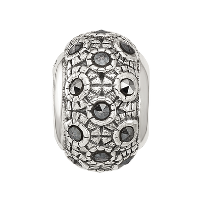 Sterling Silver Reflections Antiqued Marcasite Bead