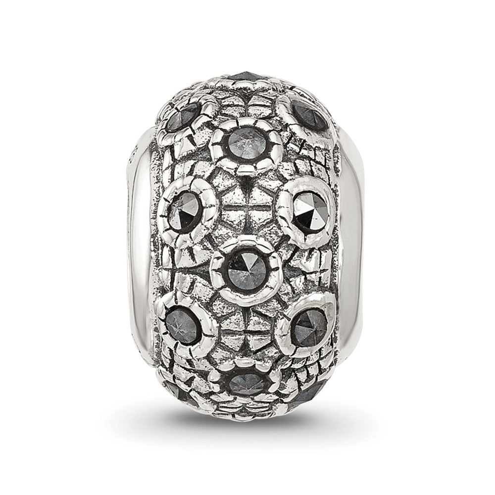 Sterling Silver Reflections Antiqued Marcasite Bead