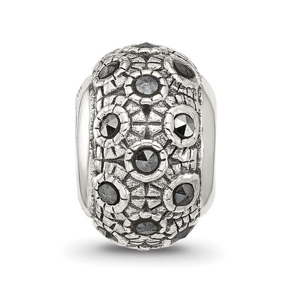 Sterling Silver Reflections Antiqued Marcasite Bead