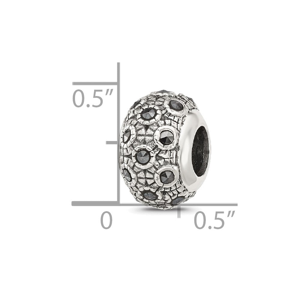Sterling Silver Reflections Antiqued Marcasite Bead