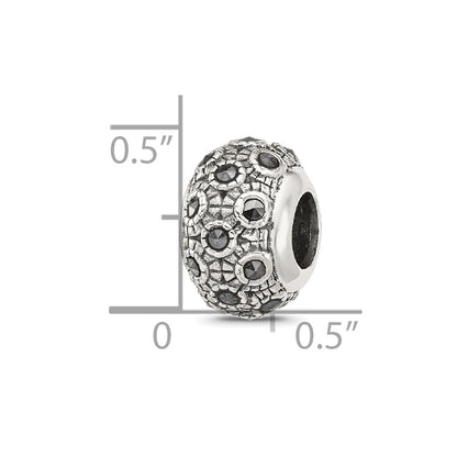 Sterling Silver Reflections Antiqued Marcasite Bead