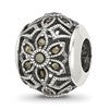Sterling Silver Reflections Antiqued Floral Marcasite Bead