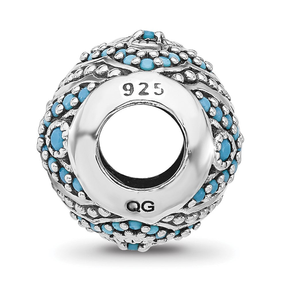 Sterling Silver Reflections Rhodium-plated Blue Nano Crystal Bead