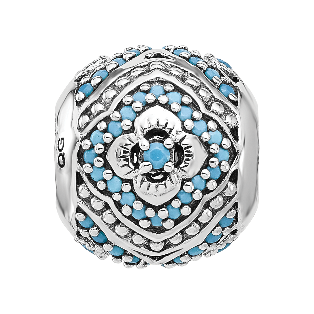 Sterling Silver Reflections Rhodium-plated Blue Nano Crystal Bead