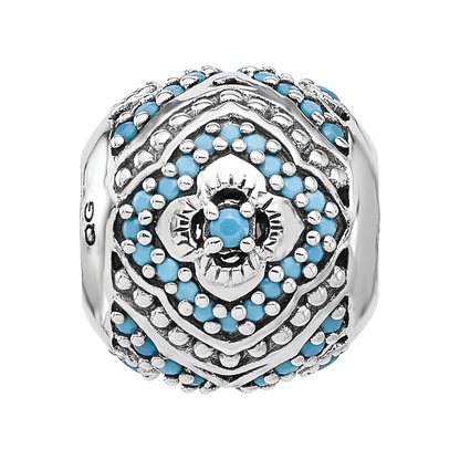 Sterling Silver Reflections Rhodium-plated Blue Nano Crystal Bead