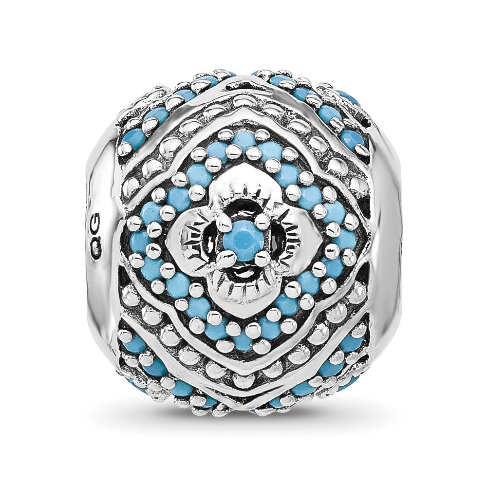 Sterling Silver Reflections Rhodium-plated Blue Nano Crystal Bead