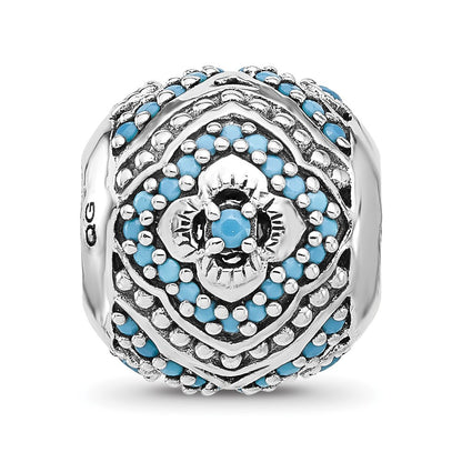 Sterling Silver Reflections Rhodium-plated Blue Nano Crystal Bead