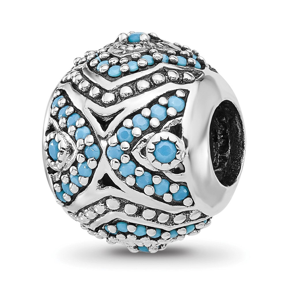 Sterling Silver Reflections Rhodium-plated Blue Nano Crystal Bead