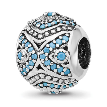 Sterling Silver Reflections Rhodium-plated Blue Nano Crystal Bead