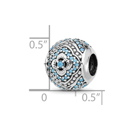 Sterling Silver Reflections Rhodium-plated Blue Nano Crystal Bead