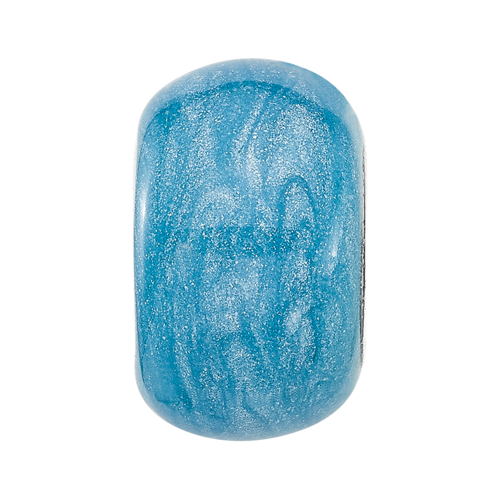 Sterling Silver Reflections Rhodium-plated Light Blue Shimmer Enamel Bead