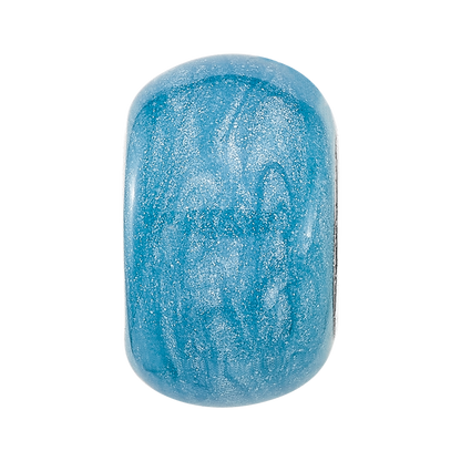 Sterling Silver Reflections Rhodium-plated Light Blue Shimmer Enamel Bead