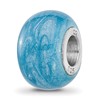 Sterling Silver Reflections Rhodium-plated Light Blue Shimmer Enamel Bead