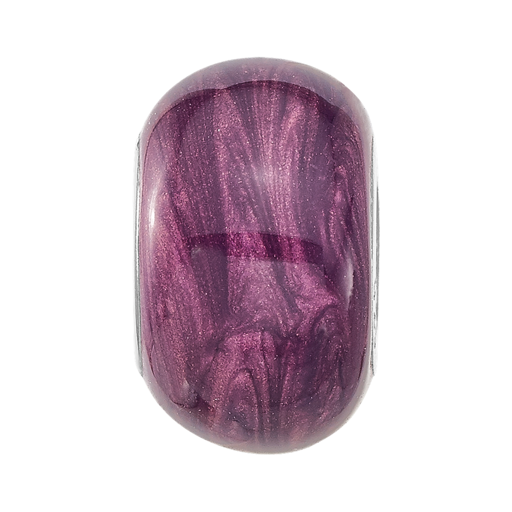 Sterling Silver Reflections Rhodium-plated Light Purple Shimmer Enamel Bead