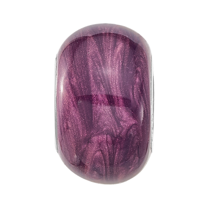 Sterling Silver Reflections Rhodium-plated Light Purple Shimmer Enamel Bead