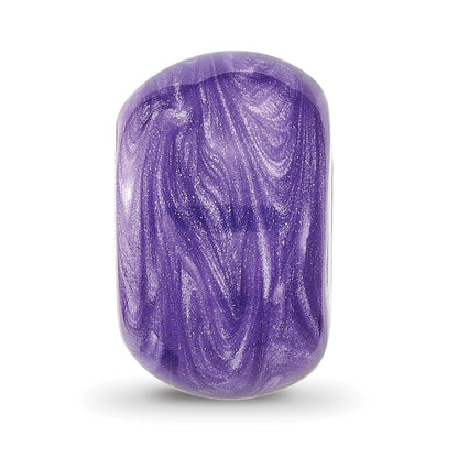 Sterling Silver Reflections Rhodium-plated Shimmer Purple Enameled Bead