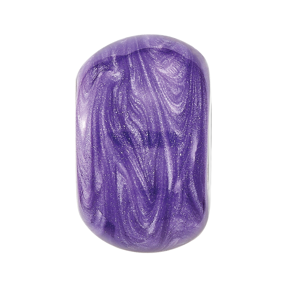 Sterling Silver Reflections Rhodium-plated Shimmer Purple Enameled Bead
