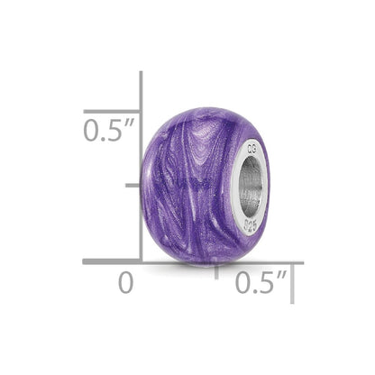 Sterling Silver Reflections Rhodium-plated Shimmer Purple Enameled Bead