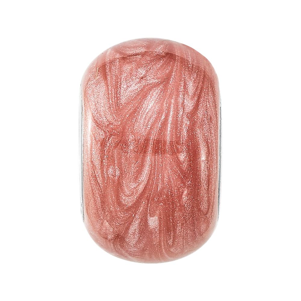 Sterling Silver Reflections Rhodium-plated Dark Pink Shimmer Enamel Bead