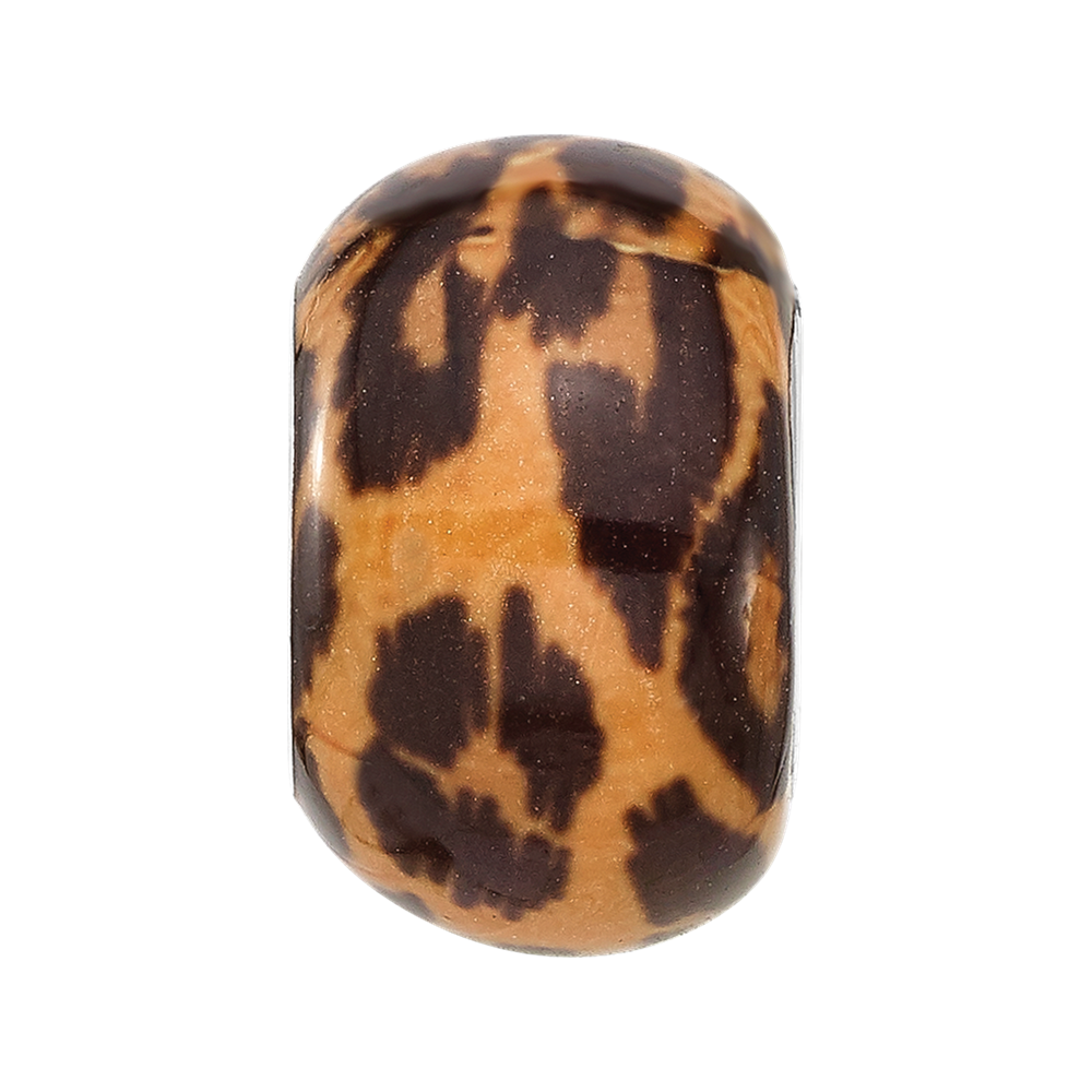 Sterling Silver Reflections Rhodium-plated Leopard Foil Enamel Overlay Bead