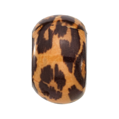 Sterling Silver Reflections Rhodium-plated Leopard Foil Enamel Overlay Bead