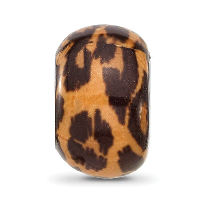 Sterling Silver Reflections Rhodium-plated Leopard Foil Enamel Overlay Bead