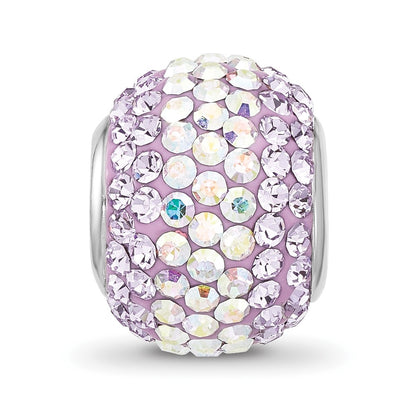 Sterling Silver Reflections RH-plated Purple/Iridecent Preciosa Crystal Bea