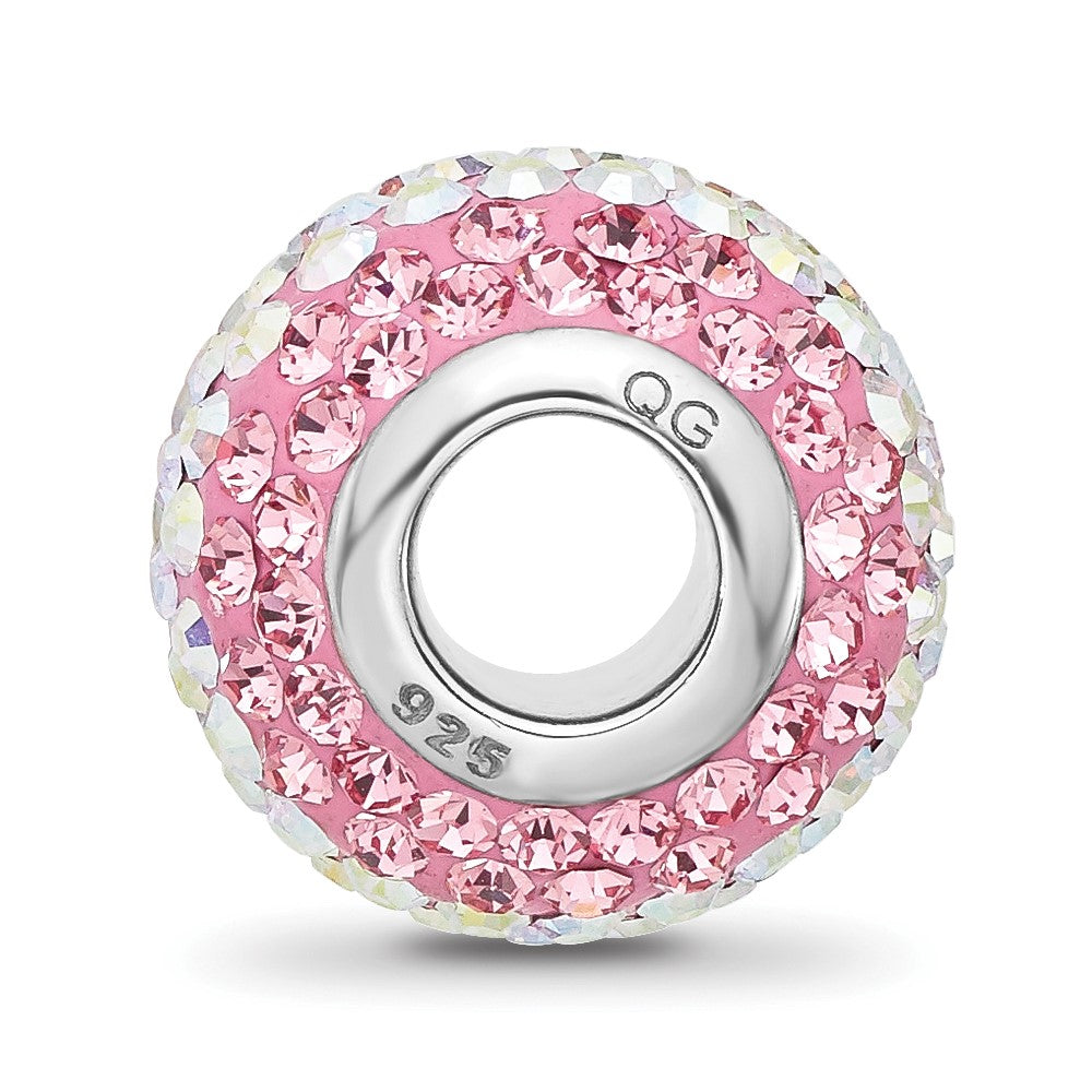 Sterling Silver Reflections RH-plated Pink/Iridecent Preciosa Crystal Bead