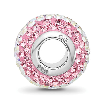 Sterling Silver Reflections RH-plated Pink/Iridecent Preciosa Crystal Bead