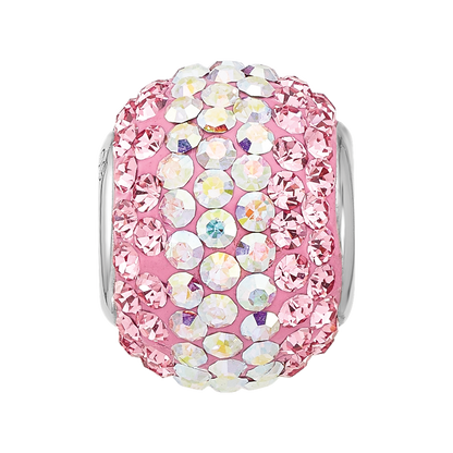Sterling Silver Reflections RH-plated Pink/Iridecent Preciosa Crystal Bead