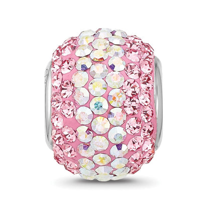 Sterling Silver Reflections RH-plated Pink/Iridecent Preciosa Crystal Bead