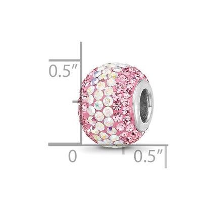 Sterling Silver Reflections RH-plated Pink/Iridecent Preciosa Crystal Bead