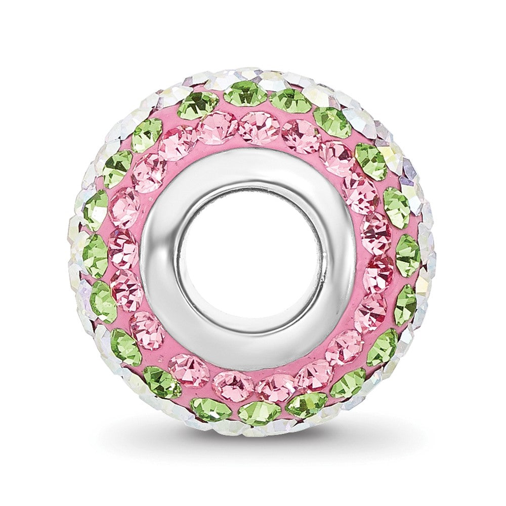 Sterling Silver Reflections RH-plated Pink/Green/Iridecent Preciosa Crystal