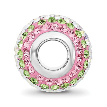Sterling Silver Reflections RH-plated Pink/Green/Iridecent Preciosa Crystal