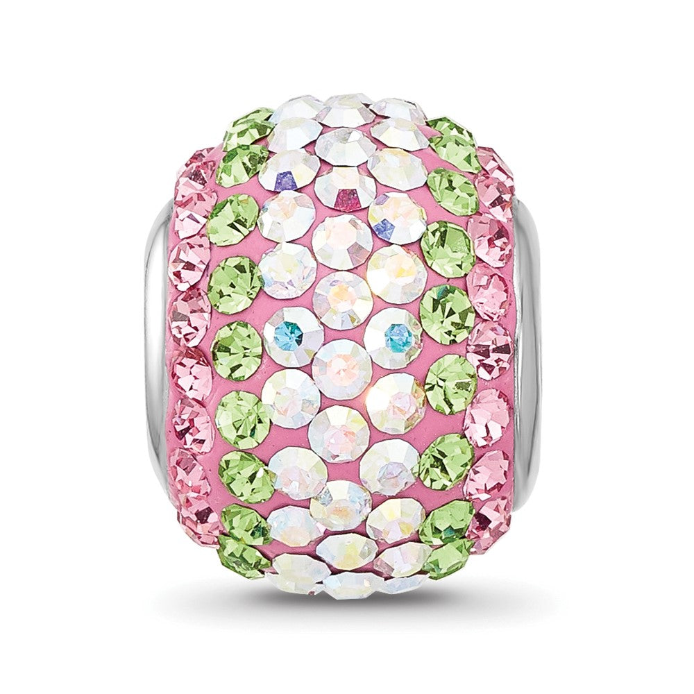 Sterling Silver Reflections RH-plated Pink/Green/Iridecent Preciosa Crystal