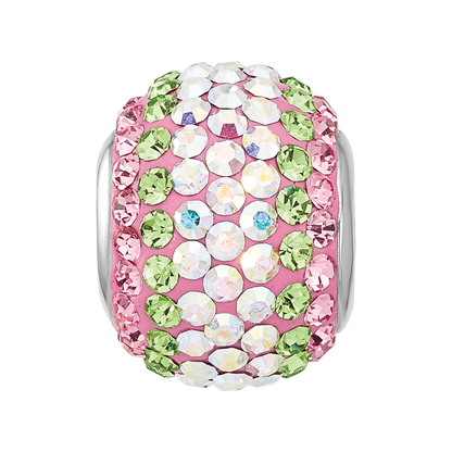 Sterling Silver Reflections RH-plated Pink/Green/Iridecent Preciosa Crystal