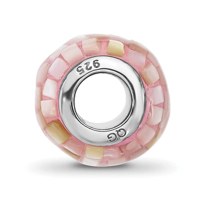 Sterling Silver Reflections Rhodium-plated Pink Mother Of Pearl Bead