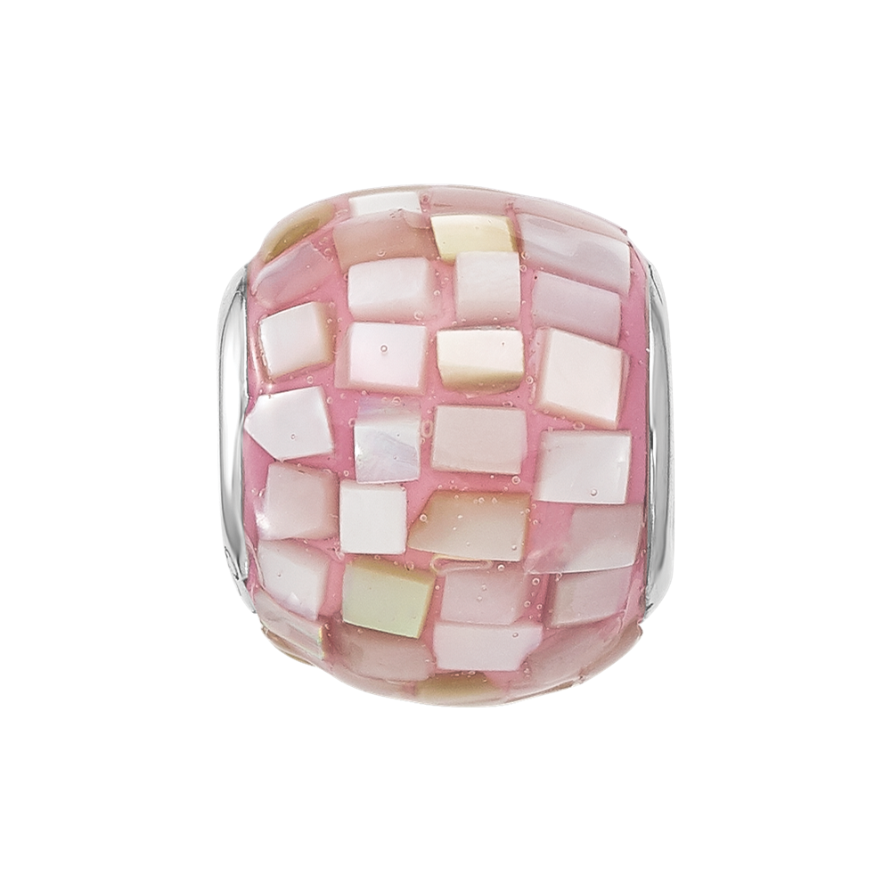 Sterling Silver Reflections Rhodium-plated Pink Mother Of Pearl Bead