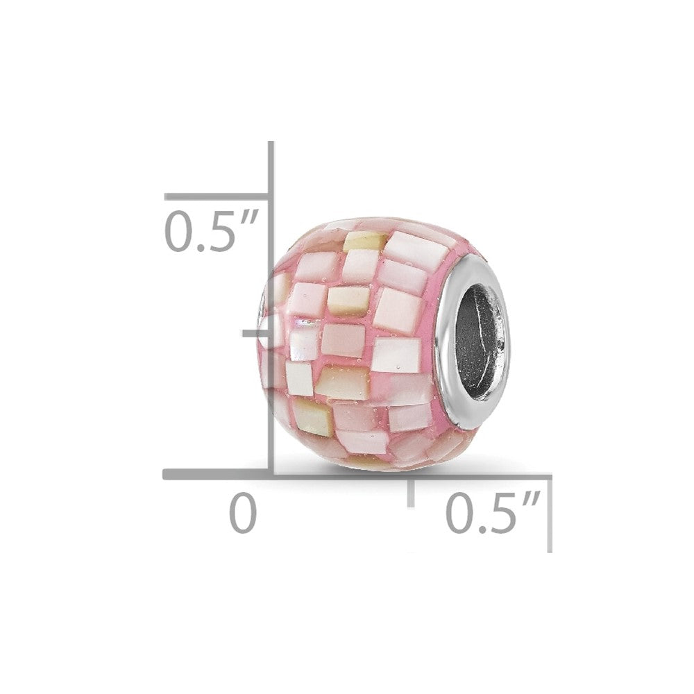 Sterling Silver Reflections Rhodium-plated Pink Mother Of Pearl Bead