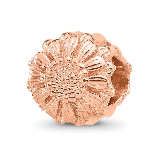 Sterling Silver Reflections Rose Gold-plated Floral Daisy Bead