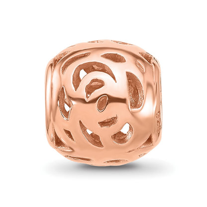 Sterling Silver Reflections Rose Gold-plated Floral Bead