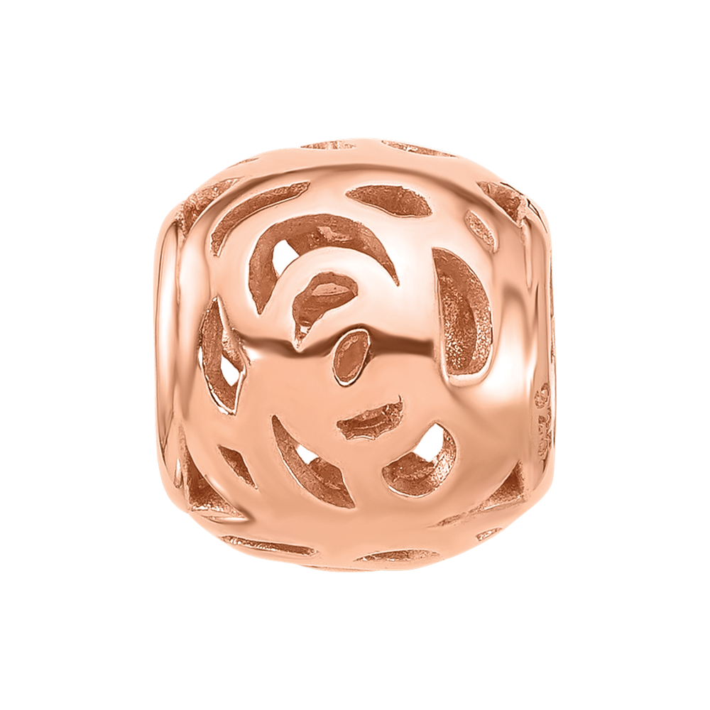 Sterling Silver Reflections Rose Gold-plated Floral Bead