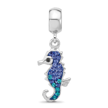 Sterling Silver Reflections RH-plated Seahorse Preciosa Crystal Dangle Bead