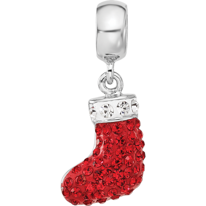 Sterling Silver Reflections RH-plated Christmas Stocking Preciosa Crystal B